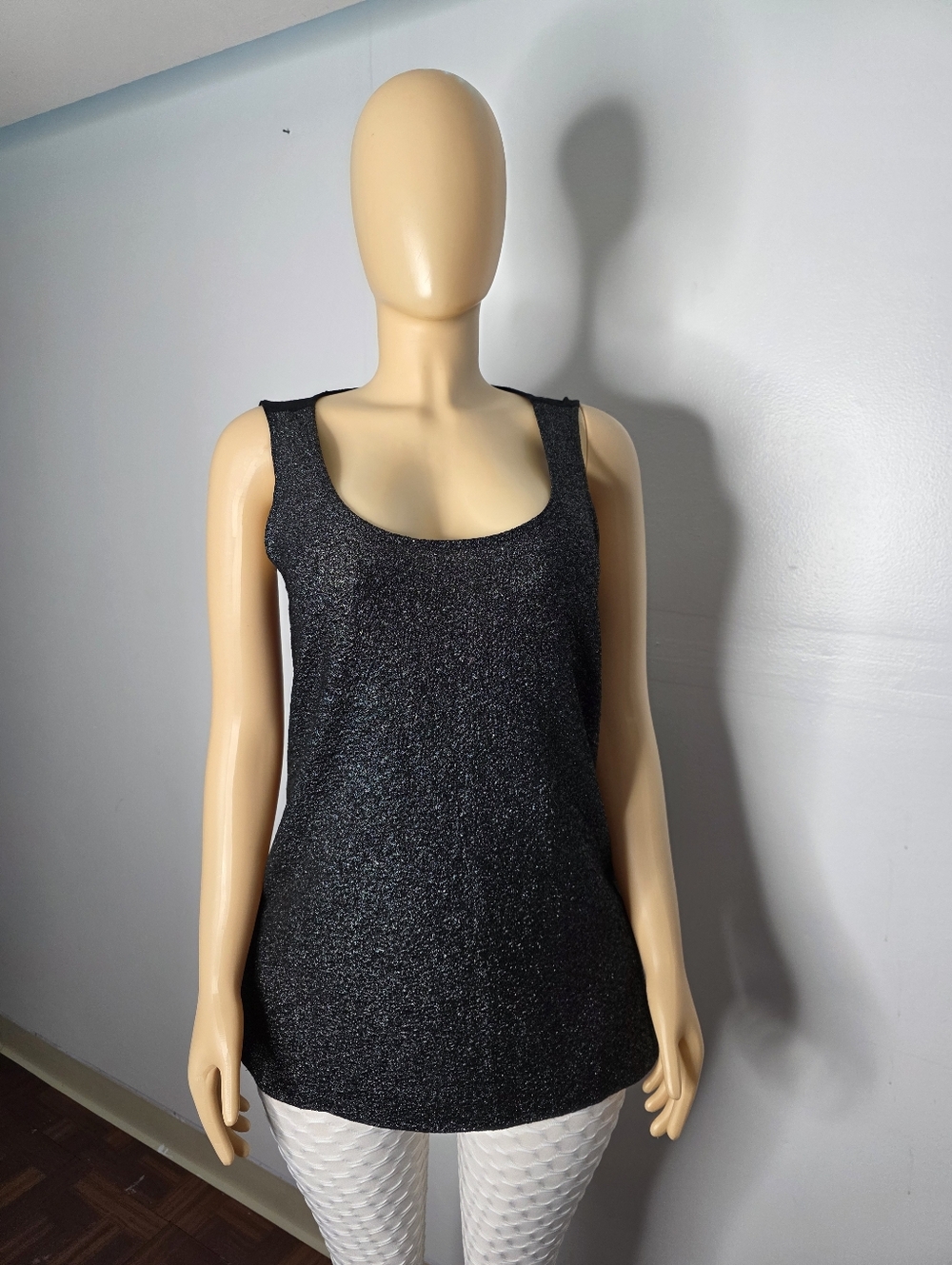 Cupio Metallic Black Scoop Neck Tank Top Size US/L